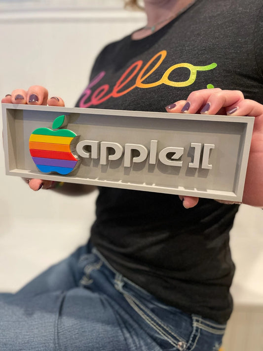 APPLE II Macintosh 3D printed placard, retro PC sign, multi-color|297167582151