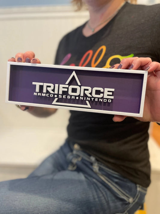 TRIFORCE (Nintendo, Sega, Nintendo) 3D printed game console placard, multi-color|297170919501