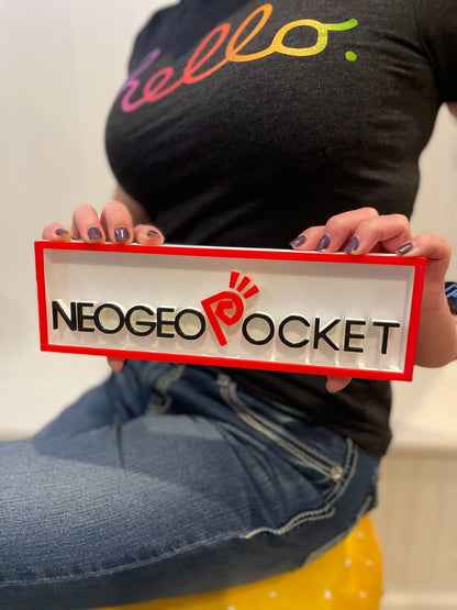 NEO GEO POCKET 3D printed game console placard, retro sign, multi-color|297170819752