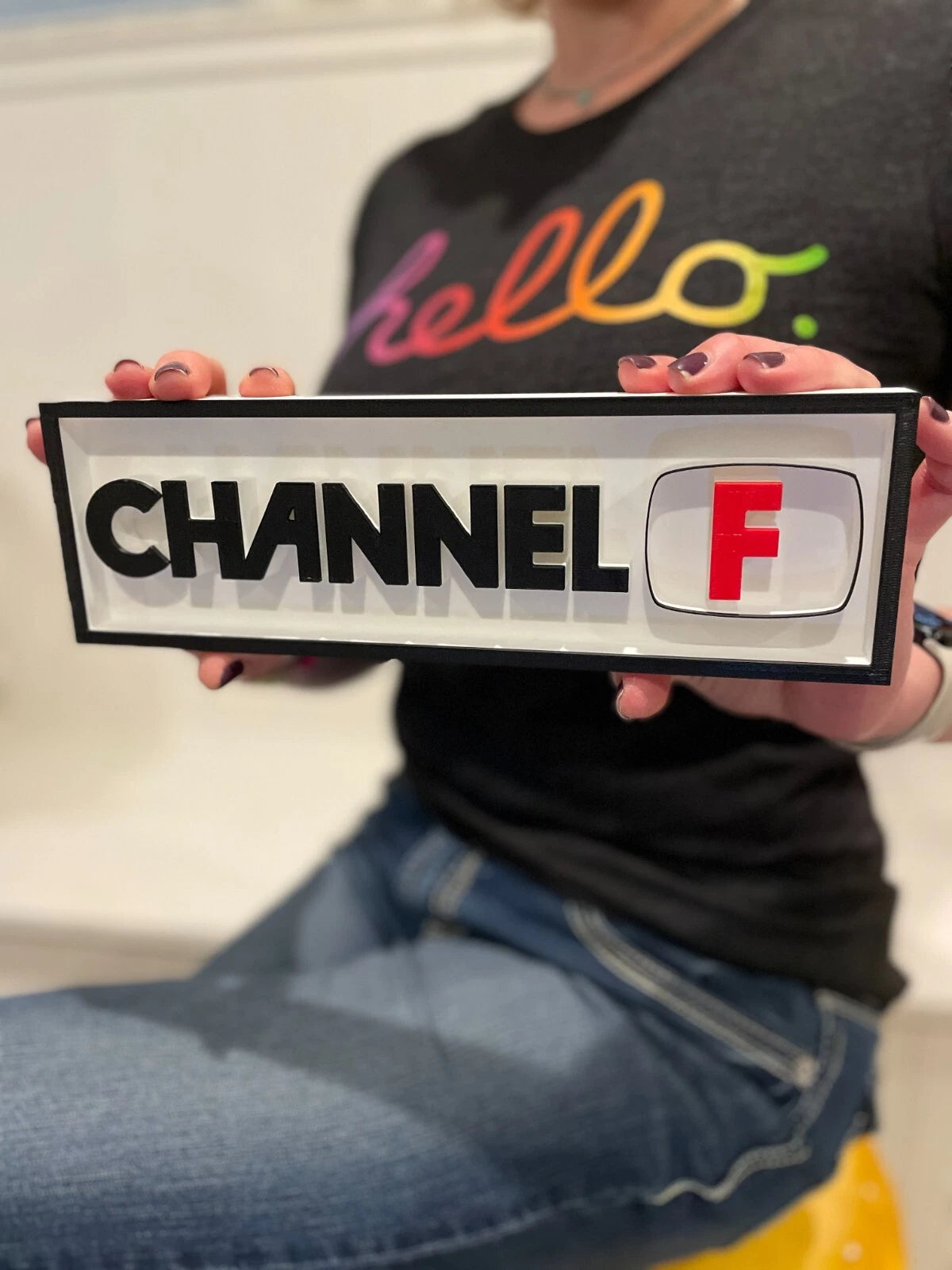 CHANNEL F 3D printed game console placard, retro console sign, multi-color|297170704592