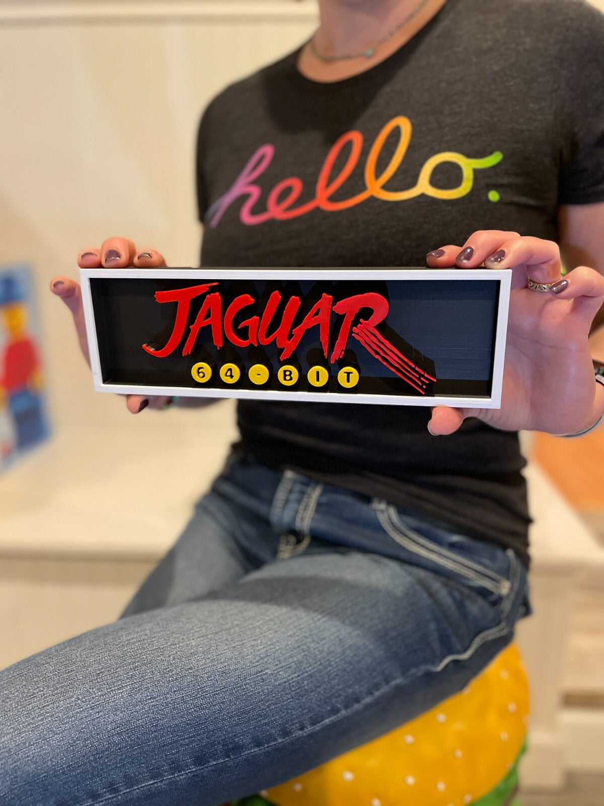 ATARI JAGUAR 3D printed game console placard, retro console sign, multi-color|297170700946