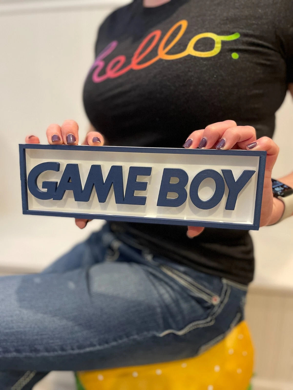 GAME BOY (GAMEBOY) 3D printed game console placard, retro sign, multi-color|297170741370
