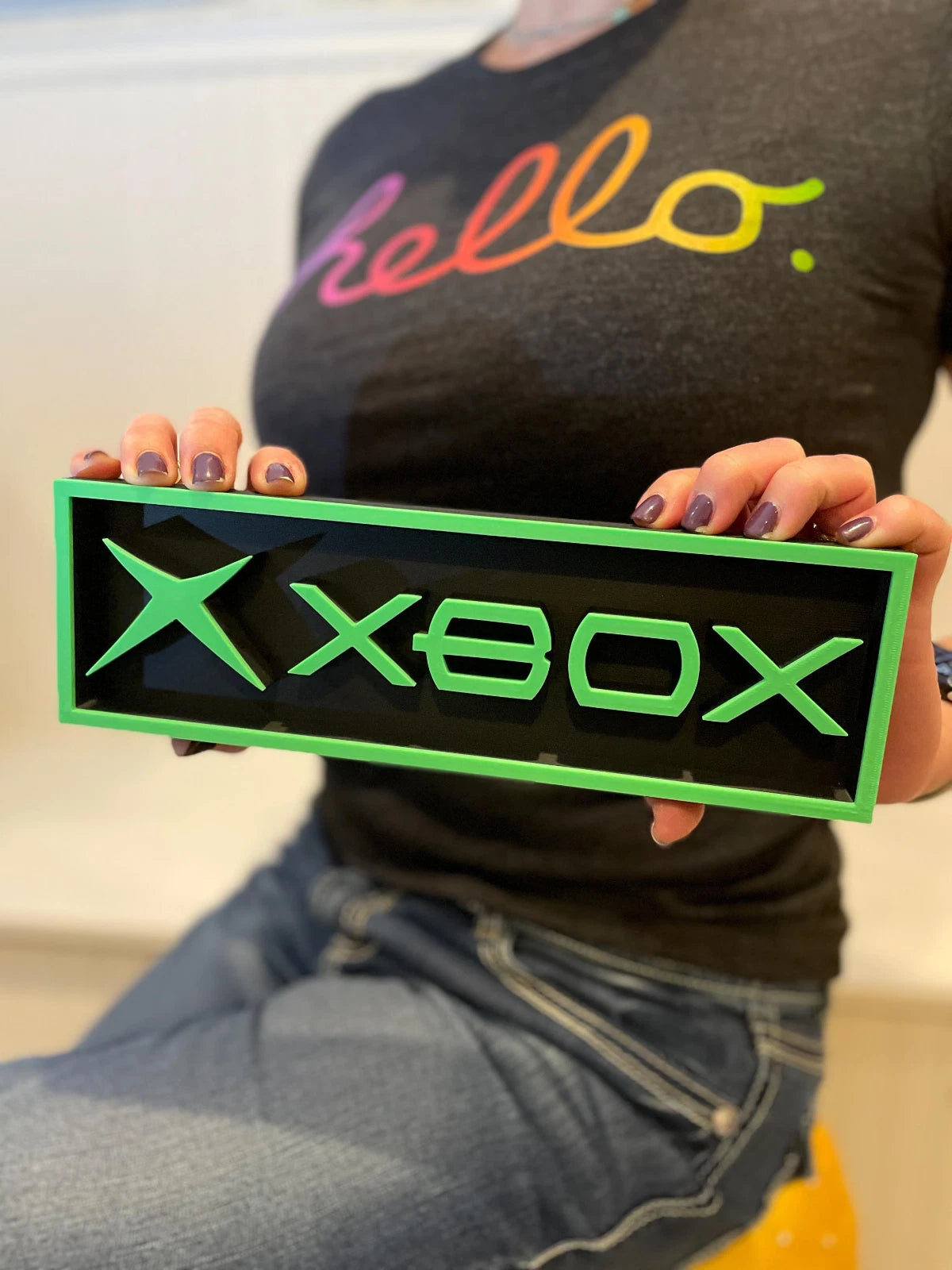 XBOX (classic green) 3D printed game console placard, multi-color|297170951135