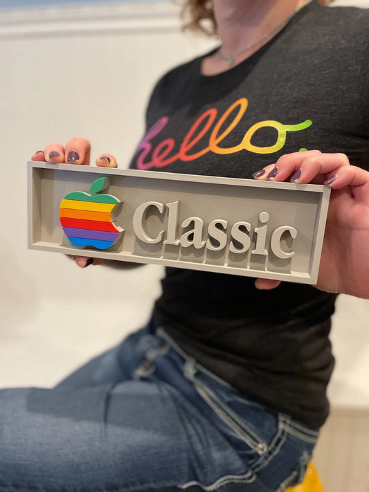 APPLE Macintosh Classic 3D printed placard, retro PC sign, multi-color|297170749210