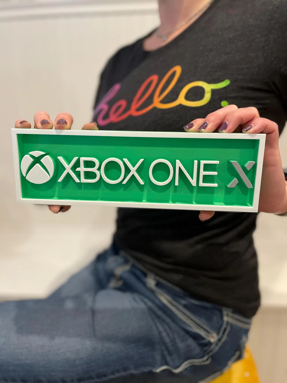 XBOX ONE X 3D printed game console placard, multi-color|297171155169