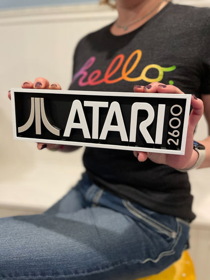 ATARI 2600 3D printed game console placard, retro console sign, multi-color|297170679608