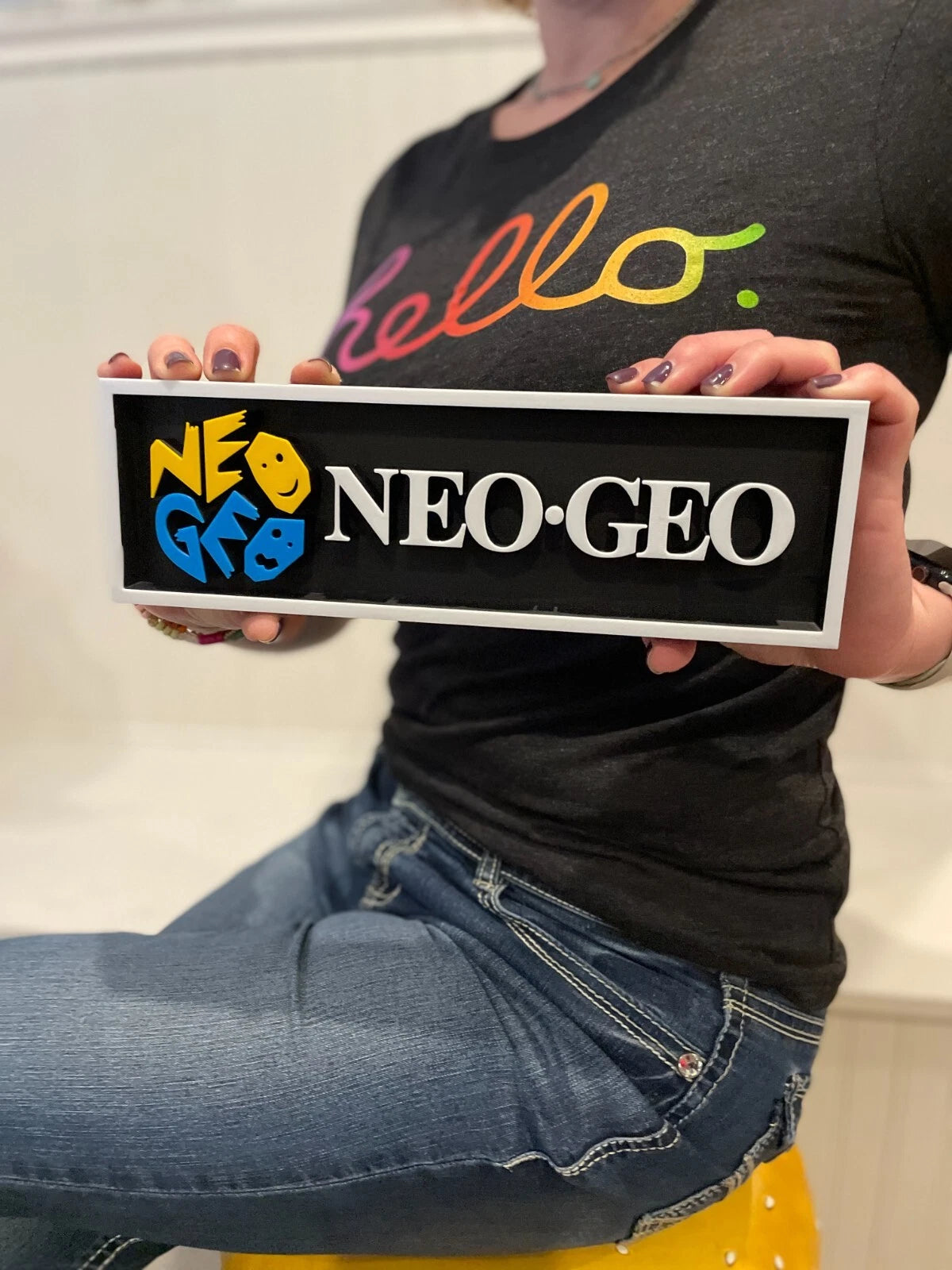 NEO GEO 3D printed game console placard, retro sign, multi-color|297170816774