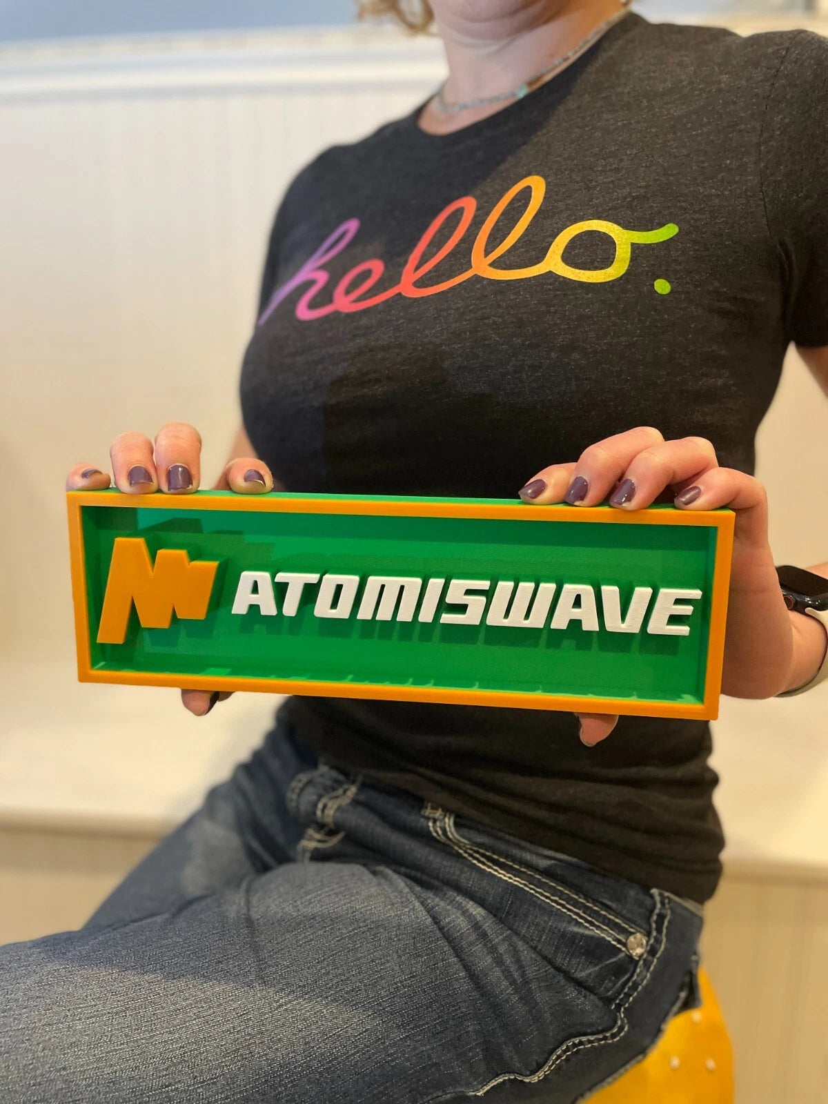 ATOMISWAVE 3D printed game console placard, retro console sign, multi-color|297170702266