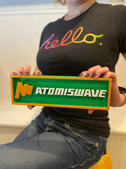 ATOMISWAVE 3D printed game console placard, retro console sign, multi-color|297170702266
