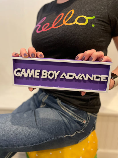 GAMEBOY ADVANCE (GBA) 3D printed game console placard, retro sign, multi-color|297170744801