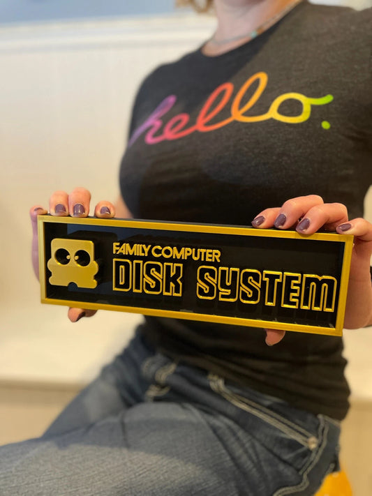 Family Computer Disk System 3D printed game console placard sign, multi-color|297170735299
