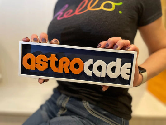ASTROCADE 3D printed game console placard, retro console sign, multi-color